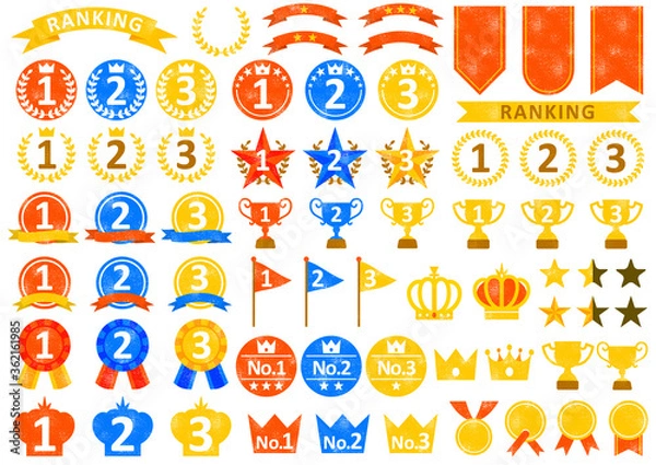 Fototapeta 3色のランキングアイコンセット