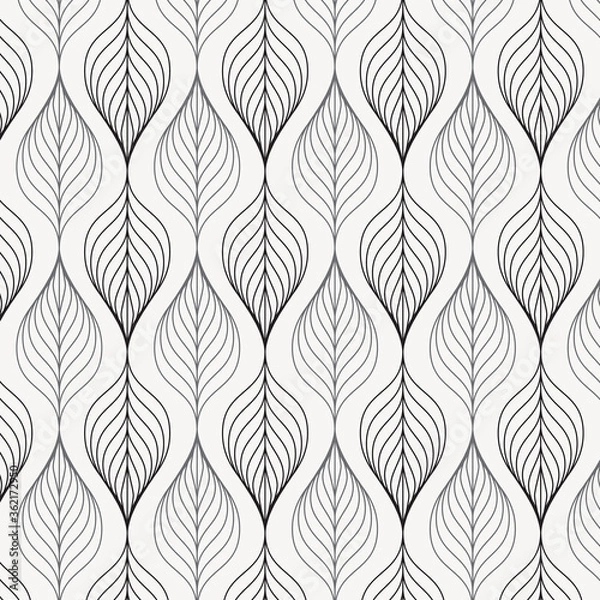 Fototapeta linear vector pattern, repeating leaves on garland, linear of leaf or flower, floral with gradient changing color. graphic clean design for fabric, wallpaper.pattern is on swatches panel.