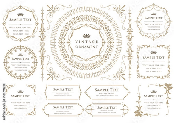 Obraz ビンテージオーナメントセット。ボーダーや各種フレーム素材。