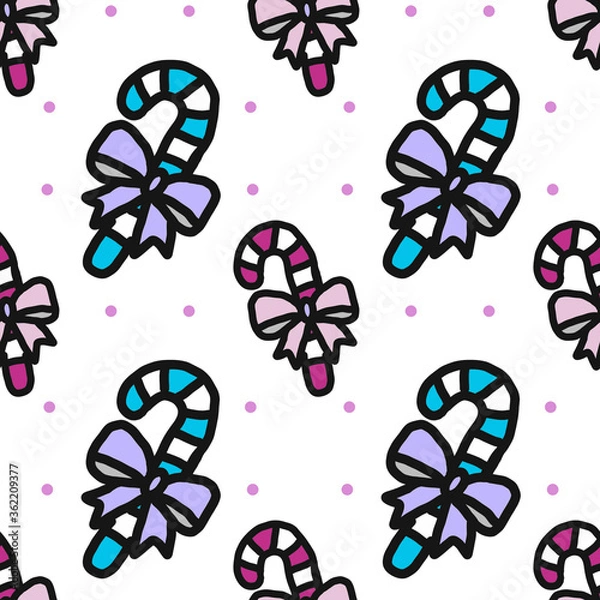 Fototapeta Texture colorful cute cartoons seamless pattern background. 
