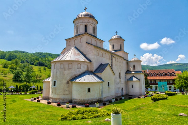 Obraz Medieval Mileseva Monastery. 13th century Serbian Orthodox monastery was founded by Serbian King Stefan Vladislav Nemanjic. Located near Prijepolje, Serbia.