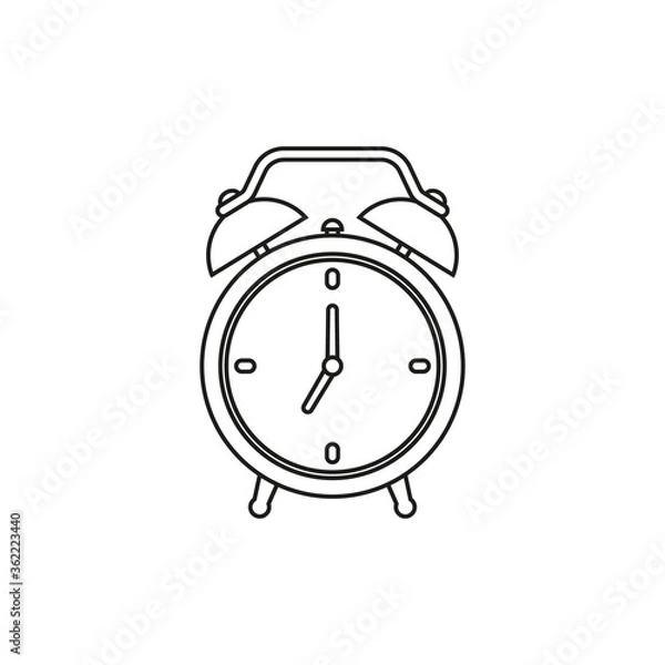 Fototapeta Alarm clock icon. Vector illustration. Line style.