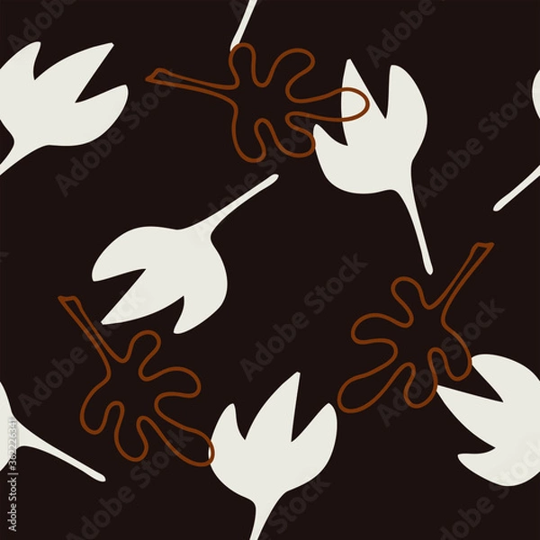 Obraz Abstract geometric seamless pattern with tropical leaves, vector background. 