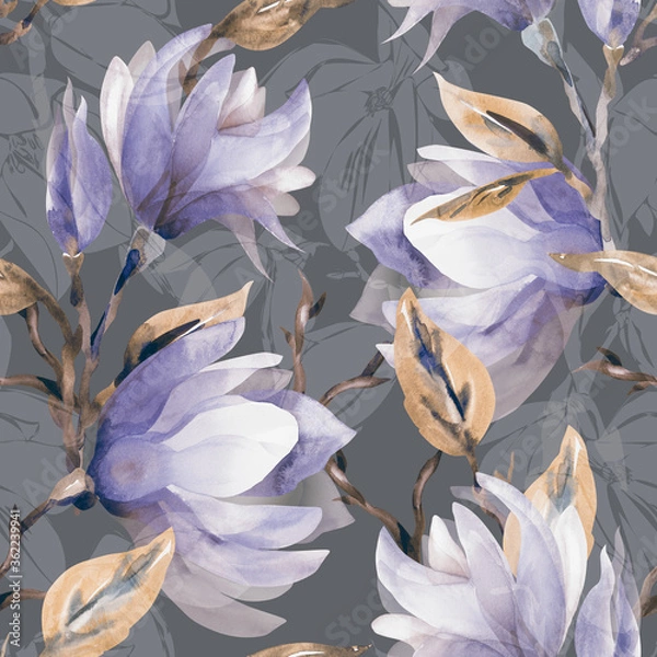 Fototapeta Magnolia Flowers Seamless Pattern.