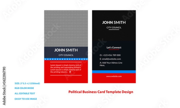 Fototapeta Political Business Card Template Design 