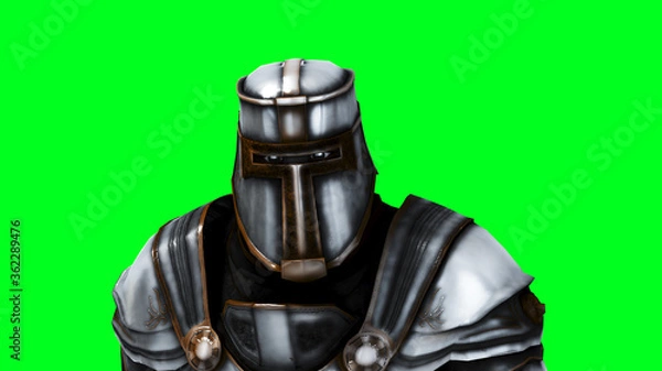Obraz Knight isolate on green screen. Realistic 3d rendering.