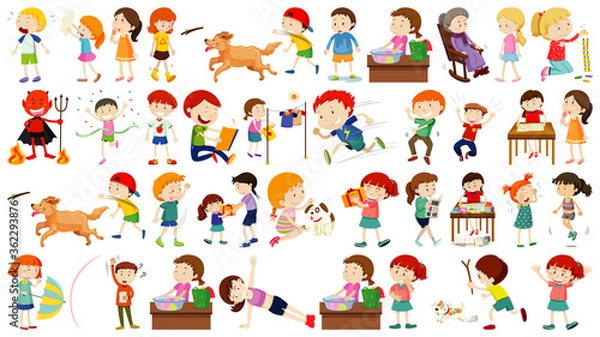 Obraz Set of cute kids cartoon character