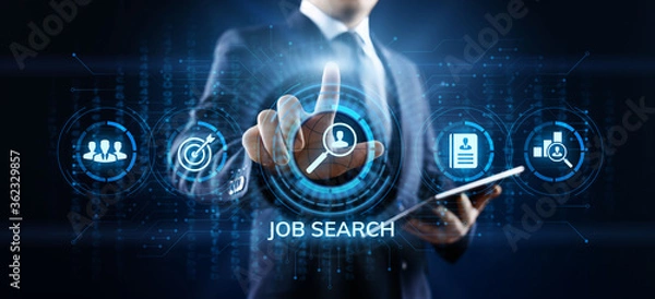 Fototapeta Job search hiring recruitment send CV resume business concept.