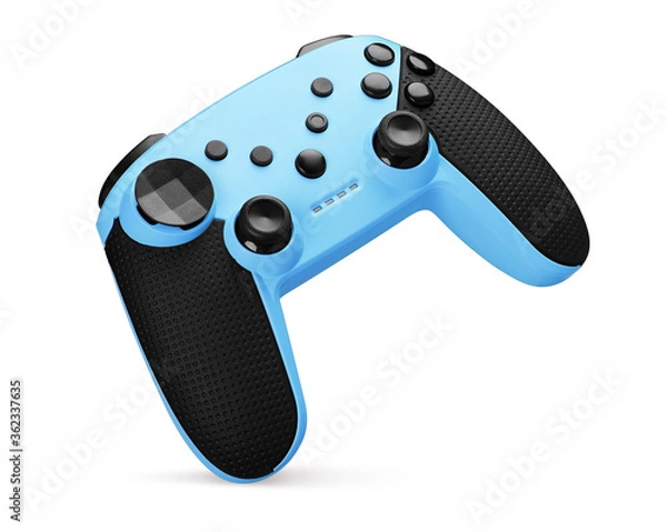 Fototapeta blue joystick. Video game controller isolated on white