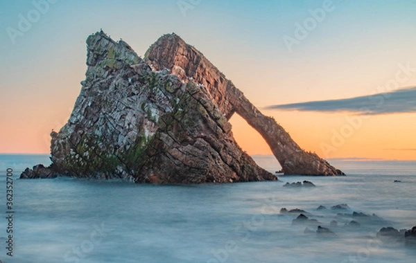Obraz Bow fiddle rock sunrise in Portknockie Scotland