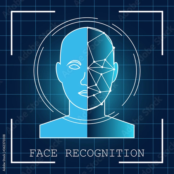 Fototapeta human face recognition scanning system. vector illustration