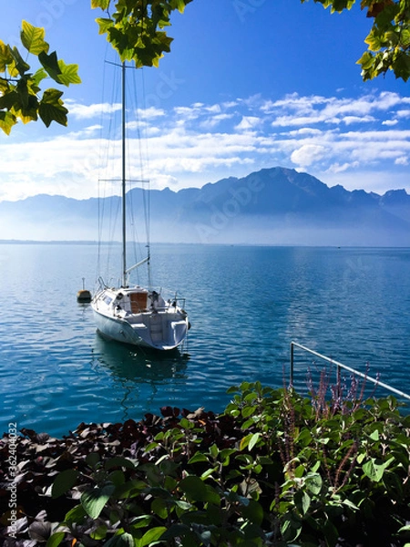 Obraz Sailboat in Monteux Switzerland.