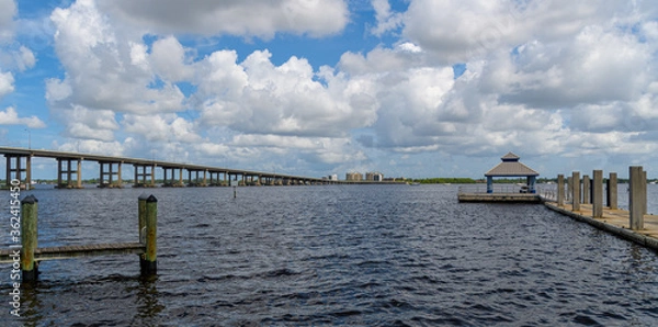 Fototapeta View Of Caloosahatchee Bridge In Fort Myers	