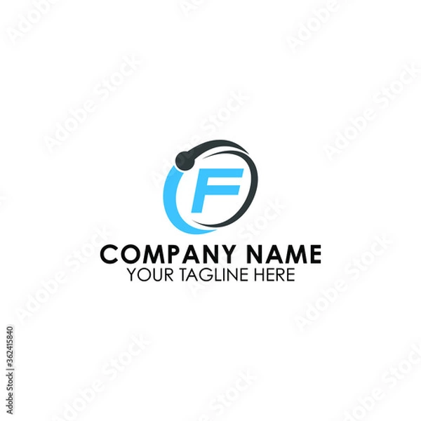 Fototapeta Initial Letter F dot connection logo, colorful technology digital F icon monogram design template.
