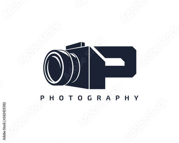 Obraz Initial Letter P Camera photography filmmaker logo design 