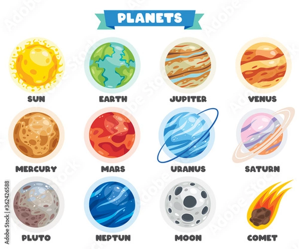 Fototapeta Colorful Planets Of Solar System