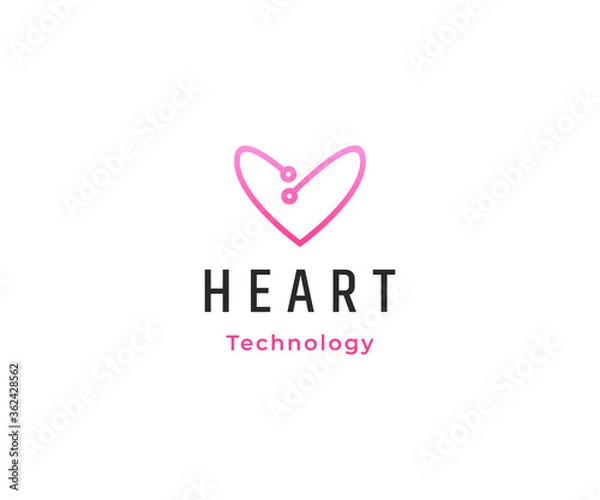 Obraz Heart technology logo design vector template