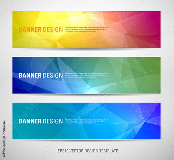 Fototapeta set of abstract banners with polygonal background