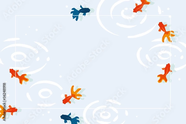 Fototapeta Vector red and black goldfish background illustration