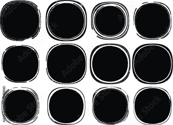 Fototapeta Grunge post Stamps Collection, Circles. Banners, Insignias , Logos, Icons, Labels and Badges Set . vector distress textures.blank shapes.