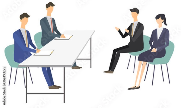 Obraz グループ面接　転職活動　ベクターイラスト