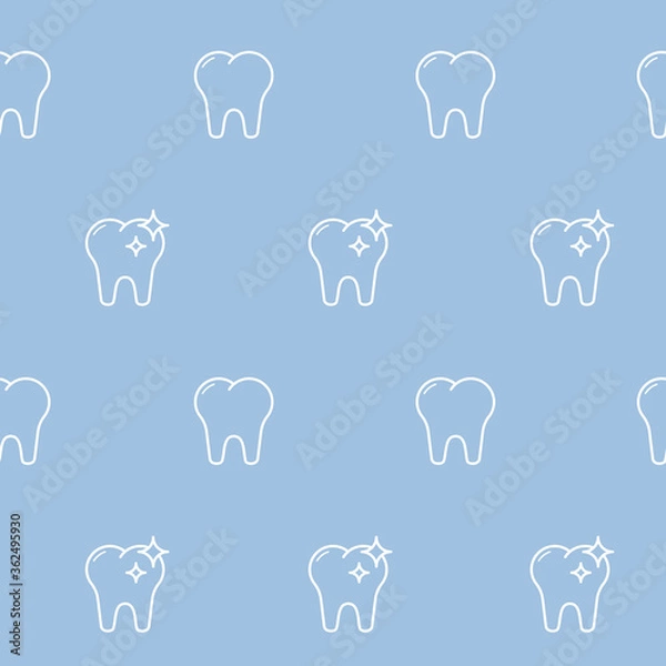 Fototapeta Wrapping paper - Seamless pattern of symbols tooth for vector graphic design