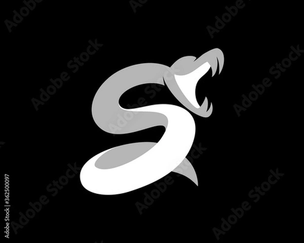 Fototapeta Gaping snake with S letter initial