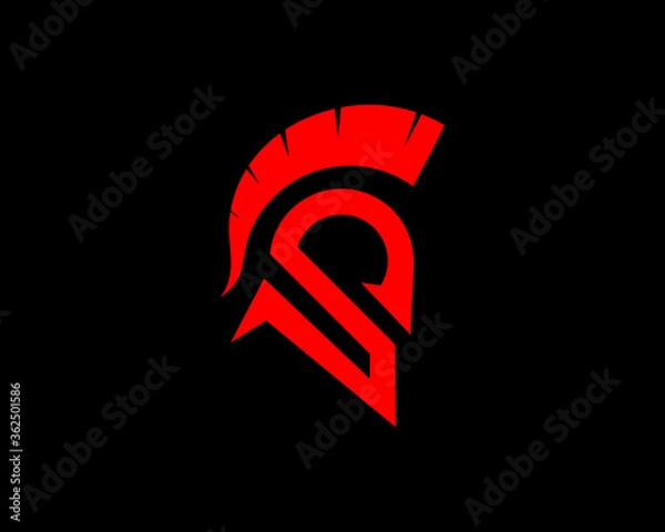 Fototapeta Abstract spartan helmet with S letter initial