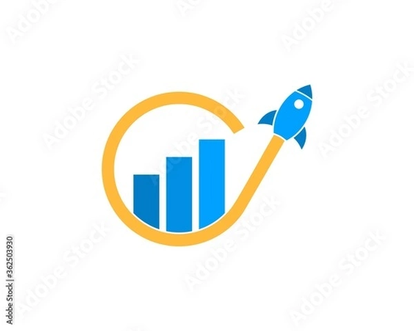 Fototapeta Chart growth up with rocket launch