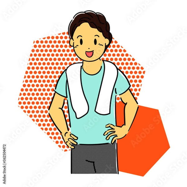 Obraz タオルをかけるイラスト