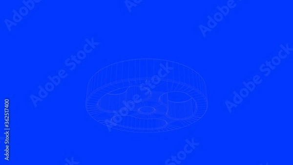 Fototapeta 3d rendering of a white lines illustration isolated on blue background