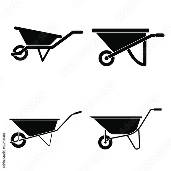 Fototapeta Wheelbarrow icon vector set. garden tool illustration sign cillection. Agriculture cart symbol. 