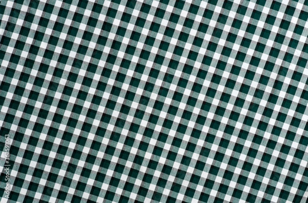 Obraz green, gray and white checkered napkin, top view