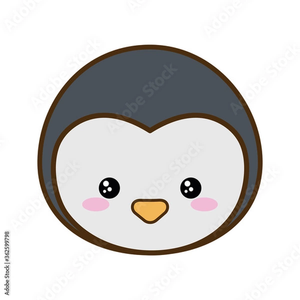 Fototapeta Cute penguin cartoon line and fill style icon design, Kawaii animal zoo life nature and character theme Vector illustration