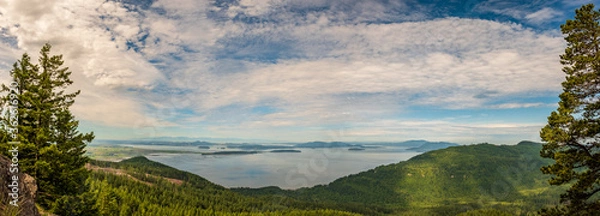 Fototapeta A panorama of the view from Oyster dome, showing off the Strait of Juan de Fuca