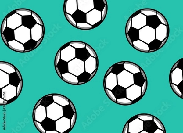 Fototapeta Soccer ball seamless pattern blue background 