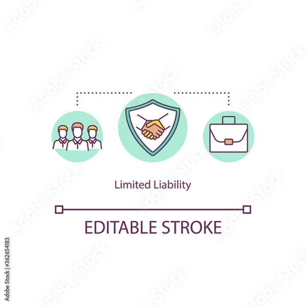 Fototapeta Limited liability concept icon. Business Investment and partnership. Fixed sum financial liability idea thin line illustration. Vector isolated outline RGB color drawing. Editable stroke