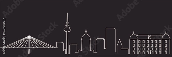 Fototapeta Mannheim Single Line Simple Minimalist Skyline