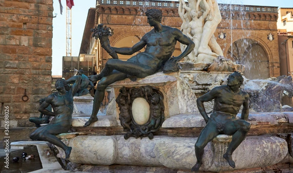 Obraz The beautiful Fountain of Neptune in Florence