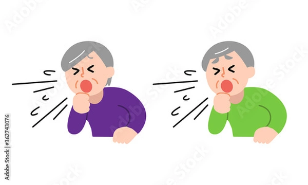 Fototapeta 咳をするシニア男性女性