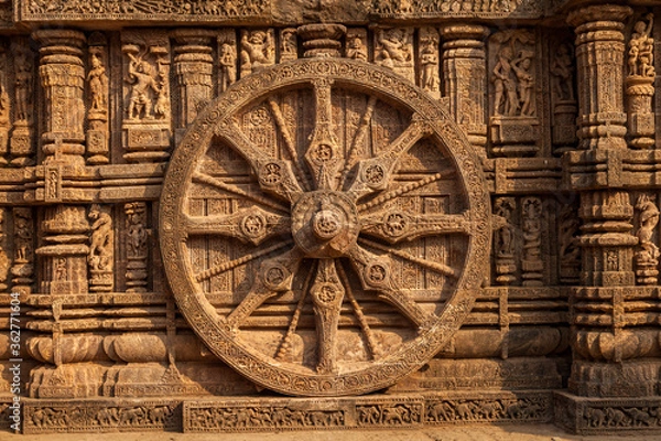 Fototapeta The ancient Sun temple at Konark built in 13th century is a world heritage conservation site today.