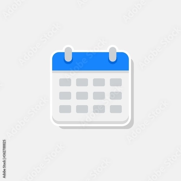 Fototapeta Calendar - White Stroke+Shadow icon vector isolated. Flat style vector illustration.