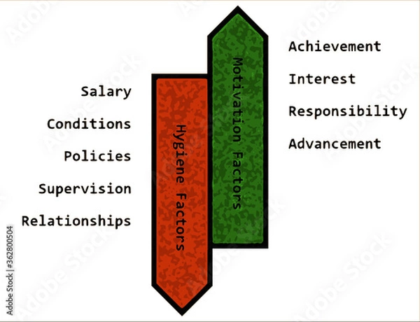 Fototapeta Herzbergs Motivation Theory, English Text