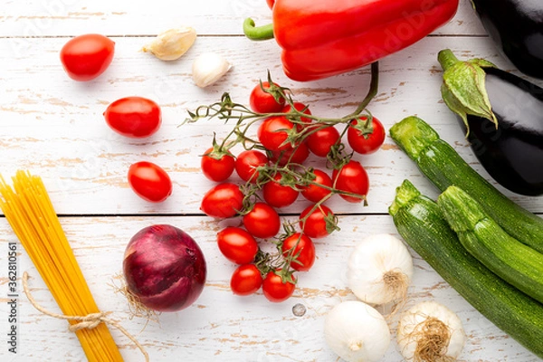 Obraz Vegetable and pasta composition