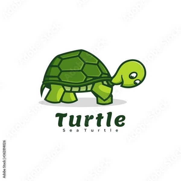 Fototapeta Vector Logo Illustration Turtle Simple Mascot Style.