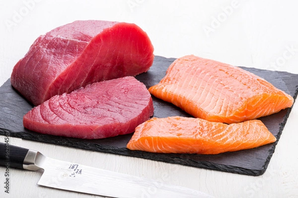 Obraz Salmon and tuna fillet