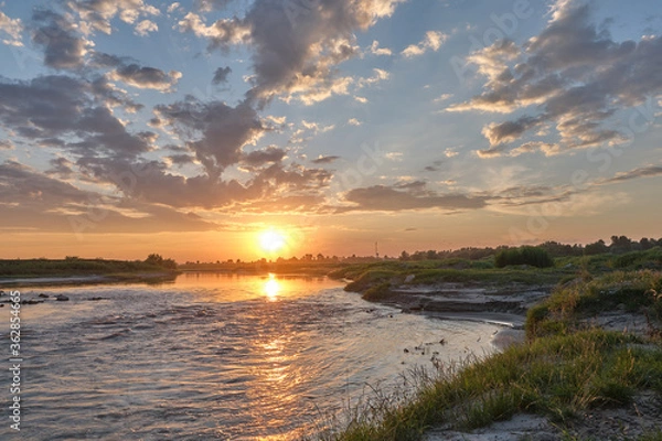 Obraz Sunset over river