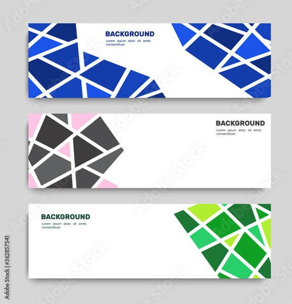 Fototapeta Horizontal banners in mosaic style. Set for design web pages, advertising. Vector illustration