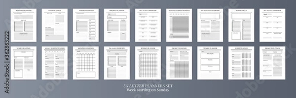 Fototapeta Planner sheet vector. Printable vertical notebook page