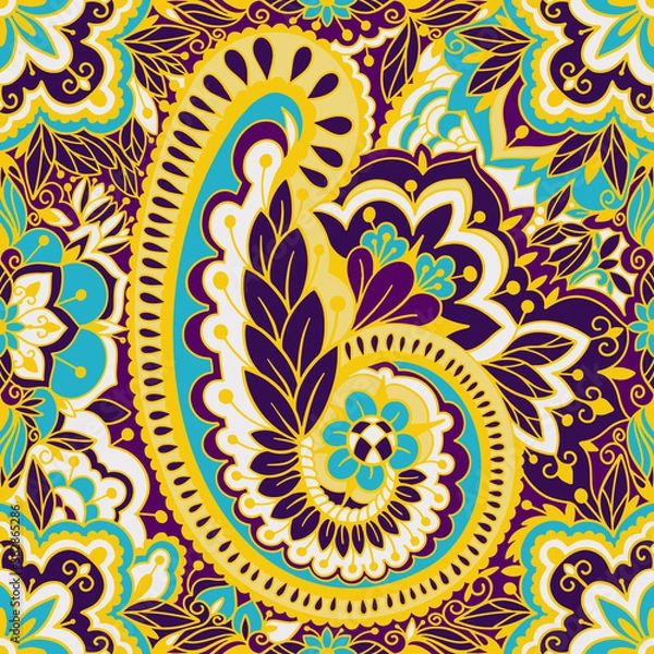 Fototapeta Seamless pattern with multicolor Paisley print